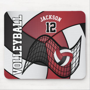 Volleyball 🏐 Sport in a Dark Red, White and Black Mouse Mat