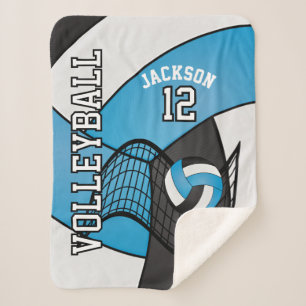 Volleyball 🏐 Sport in Baby Blue, White and Blac Sherpa Blanket