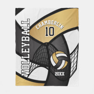 Volleyball Sport in Gold, Black and White Fleece Blanket