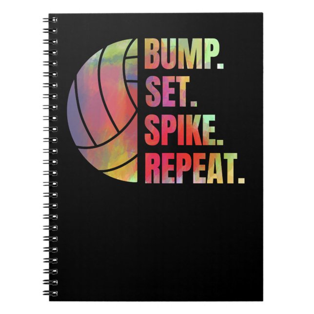 Volleyball Sport Lover Bump Set Spike Repeat 467 Notebook (Front)