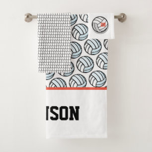 Volleyball Sports Bath Decor NAME Number Fun Bath Towel Set