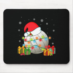 Volleyball Sports Christmas Santa Hat Xmas Lights  Mouse Mat