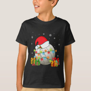Volleyball Sports Christmas Santa Hat Xmas Lights  T-Shirt