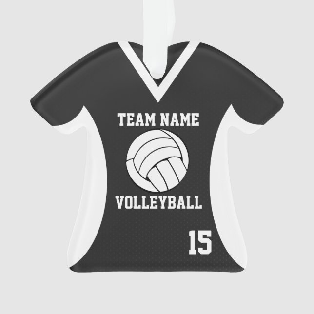 Volleyball Sports Jersey Black with Photo Ornament (Front)