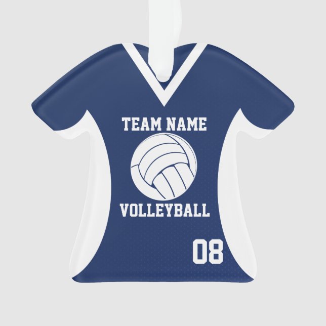 Volleyball Sports Jersey Blue with Photo Ornament (Front)