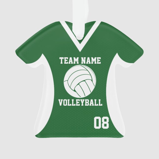 Volleyball Sports Jersey Green with Photo Ornament (Front)