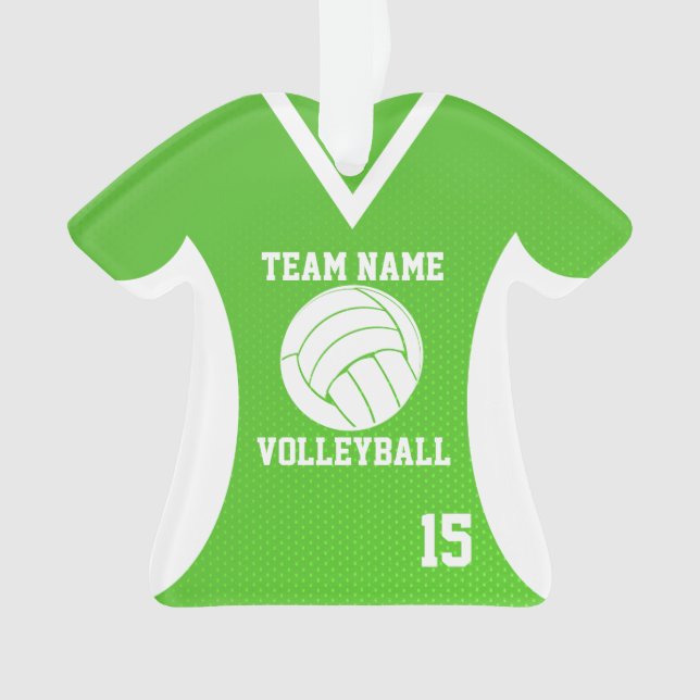 Volleyball Sports Jersey Green with Photo Ornament (Front)