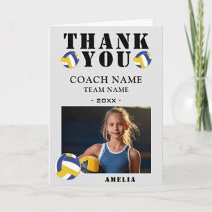 Volleyball Sports Photo Coach  Thank You Card