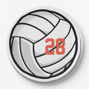 Volleyball Sports White Black Party Custom Paper Plate