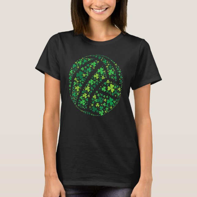 Volleyball St Patrick's Day Shamrock Clover Irish T-Shirt (Front)