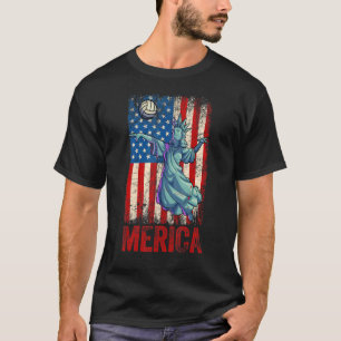 Volleyball Statue Of Liberty 4th Of July Boys Kids T-Shirt