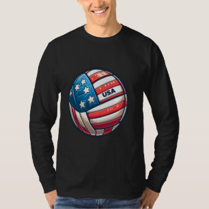 Volleyball Support Team Flag USA Beach American T-Shirt