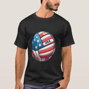Volleyball Support Team Flag USA Beach American T-Shirt