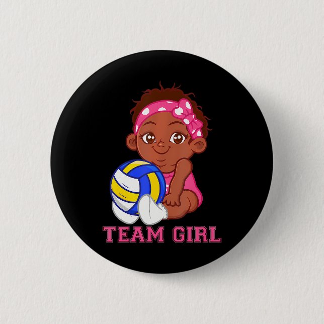 Volleyball Team Boy And Girl Gender Reveal Party 6 Cm Round Badge (Front)