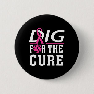 Volleyball Team Breast Cancer Awareness  6 Cm Round Badge