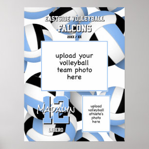 volleyball team colors with photos lt blue black poster