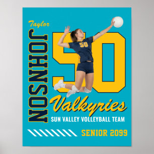 Volleyball Team Custom Photo Jersey Number Sport Poster