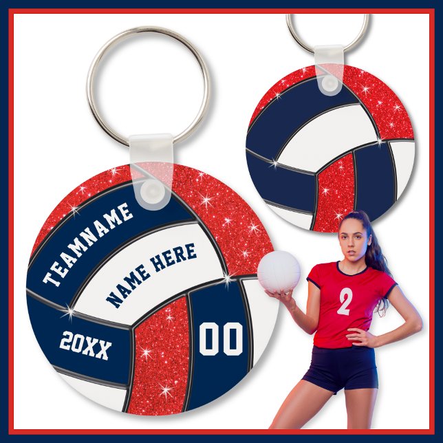 Volleyball Team Goodie Bag Ideas, Volleyball Key Ring (End of season gifts for volleyball team. Volleyball team gift ideas. Red, Volleyball treat ideas.)