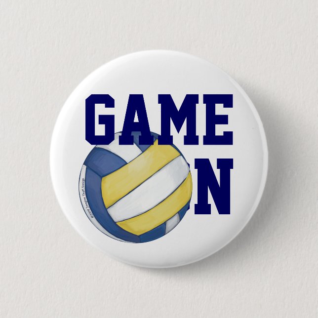 Volleyball Team Name and Number 6 Cm Round Badge (Front)