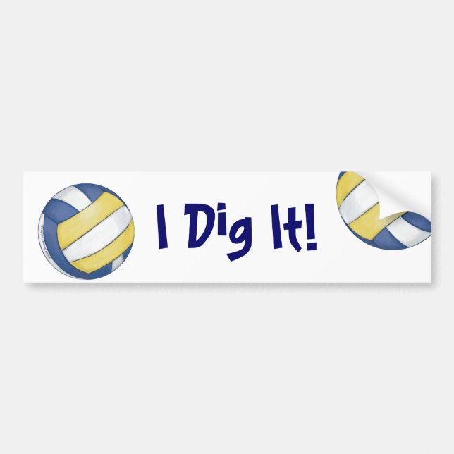 Volleyball Team Name and Number Bumper Sticker (Front)