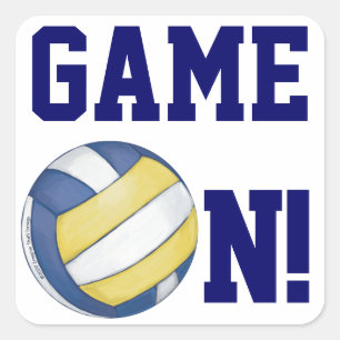 Volleyball Team Name and Number Square Sticker