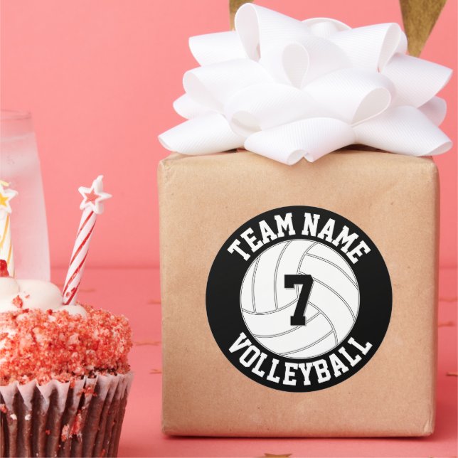 Volleyball Team Name, Colour and Player Number Classic Round Sticker (Party)
