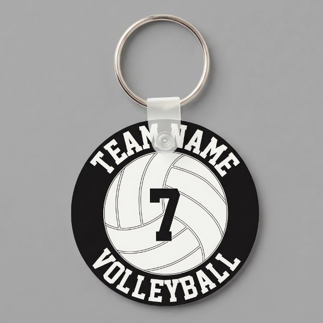 Volleyball Team Name, Colour and Player Number Key Ring (Personalized volleyball keychains with custom team name and player numbers. A great team gift!)