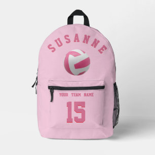 Volleyball Team Name Custom Sports Rose pink Printed Backpack