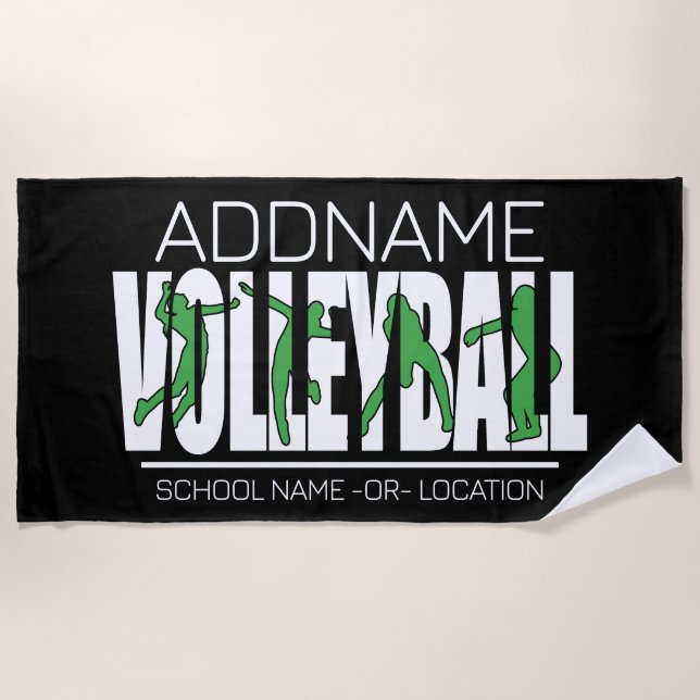 Volleyball Team Player ADD NAME School Top Athlete Beach Towel (Front)