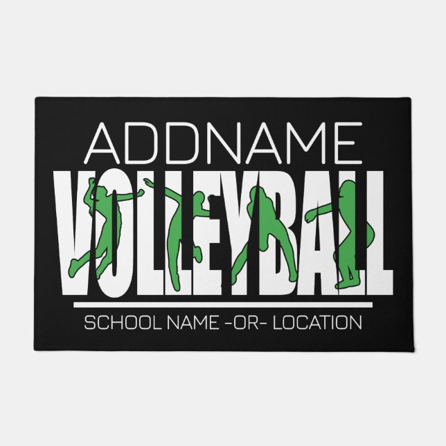 Volleyball Team Player ADD NAME School Top Athlete Doormat (Front)