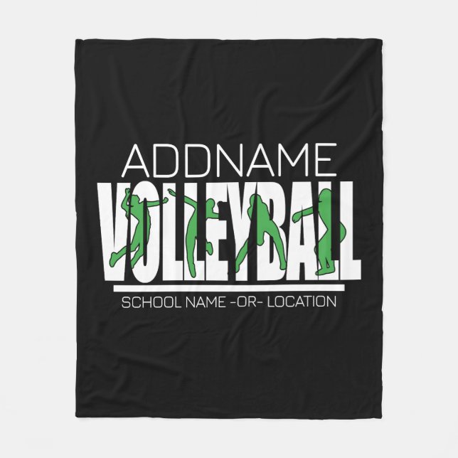 Volleyball Team Player ADD NAME School Top Athlete Fleece Blanket (Front)