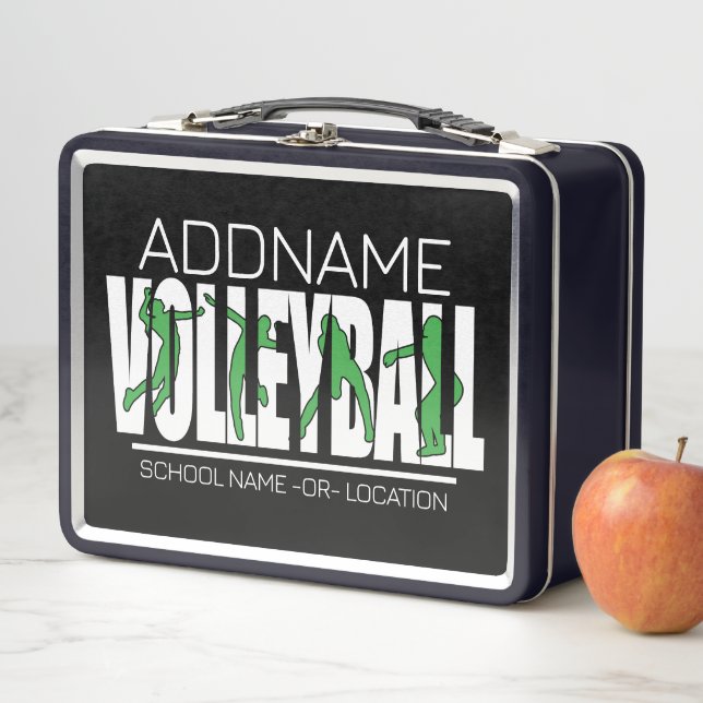 Volleyball Team Player ADD NAME School Top Athlete Metal Lunch Box (In Situ)
