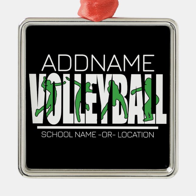 Volleyball Team Player ADD NAME School Top Athlete Metal Tree Decoration (Front)
