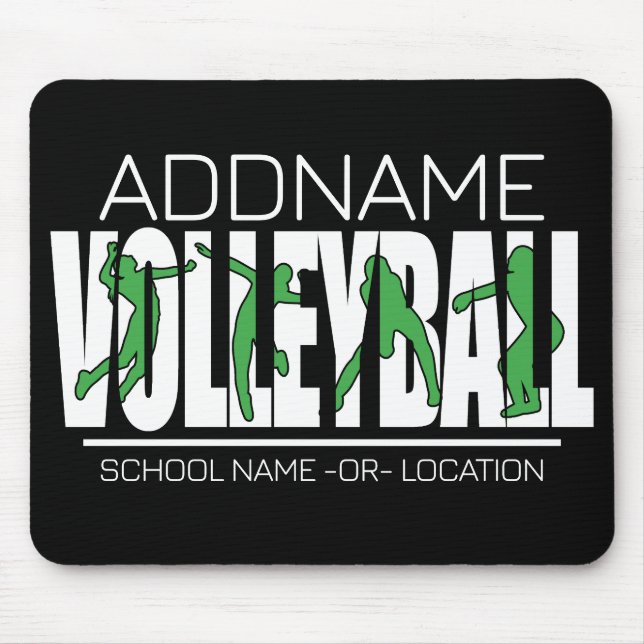 Volleyball Team Player ADD NAME School Top Athlete Mouse Mat (Front)