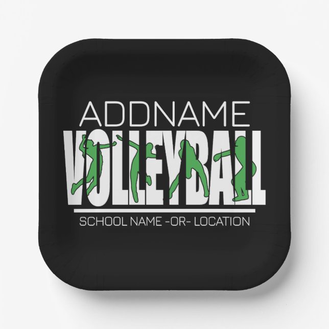 Volleyball Team Player ADD NAME School Top Athlete Paper Plate (Front)