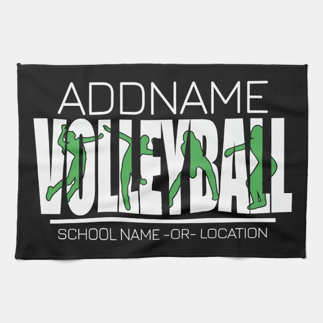 Volleyball Team Player ADD NAME School Top Athlete Tea Towel (Horizontal)