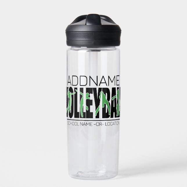 Volleyball Team Player ADD NAME School Top Athlete Water Bottle (Front)