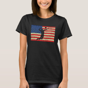 Volleyball Team Player USA American Flag T-Shirt