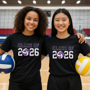 Volleyball Team Roster Graduation Class Of Purple T-Shirt