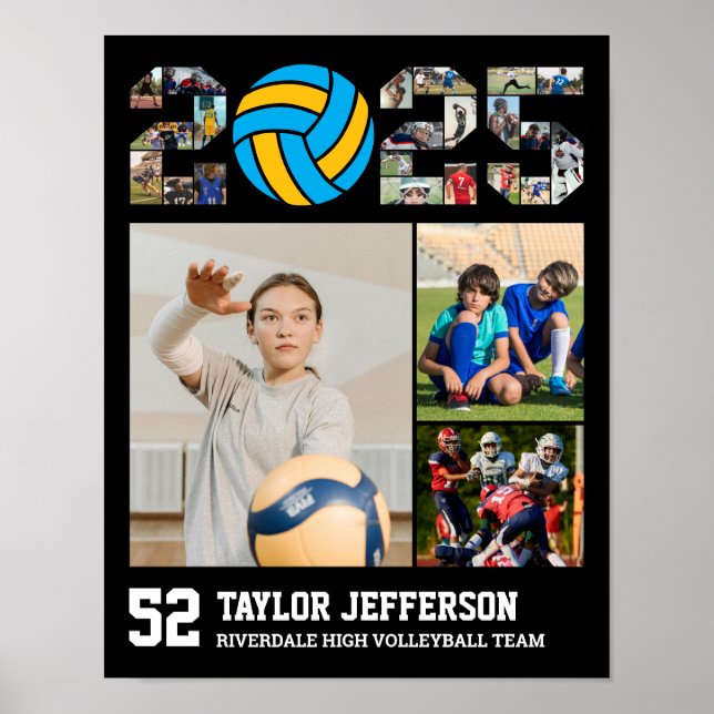 Volleyball Team Senior Class of 2025 Photo Collage Poster (Front)