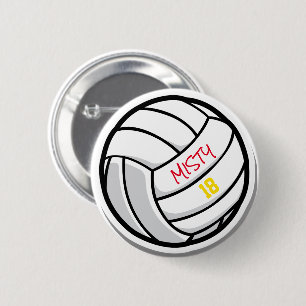 Volleyball Team Spirit Player Name Number  6 Cm Round Badge