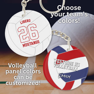 volleyball team spirit red blue or ANY colours Key Ring