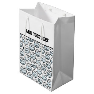 Volleyball Team Sports Custom Text White Black Medium Gift Bag