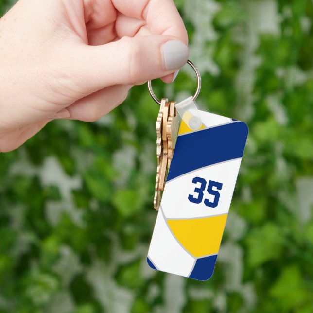 volleyball team sports gifts blue gold key ring (Hand)
