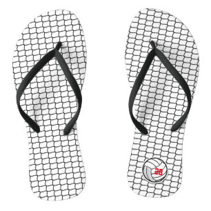 Volleyball Team Sports Player NUMBER Net Black  Flip Flops