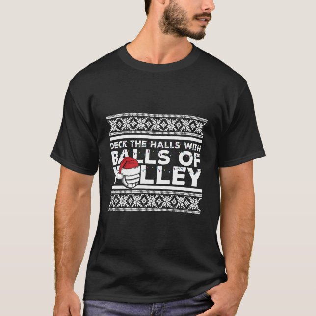 Volleyball Team Ugly Sweater Christmas Lights Sant (Front)