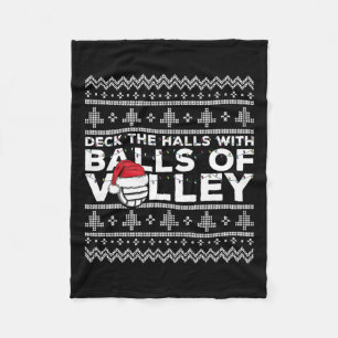 Volleyball Team Ugly Sweater Christmas Lights Sant Fleece Blanket