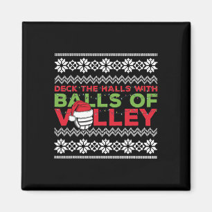 Volleyball Team Ugly Sweater Christmas Lights Sant Magnet