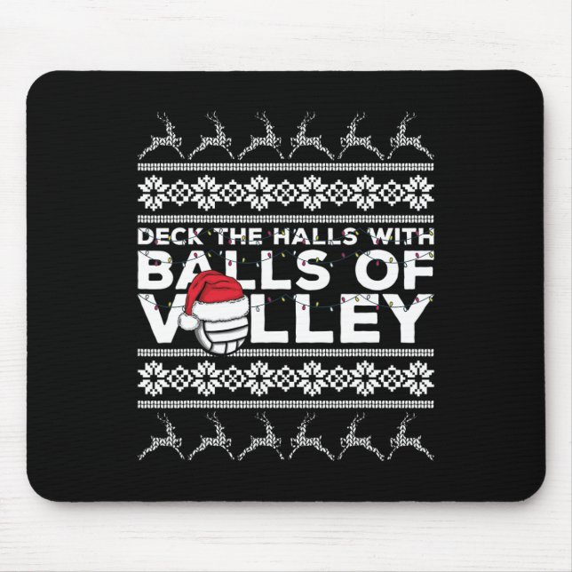 Volleyball Team Ugly Sweater Christmas Lights Sant Mouse Mat (Front)