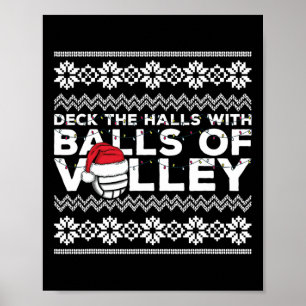 Volleyball Team Ugly Sweater Christmas Lights Sant Poster